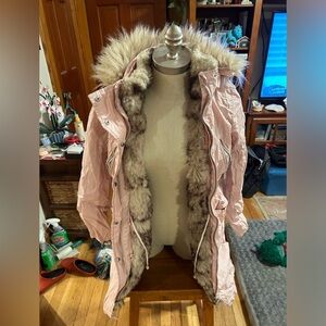New York & Company Women’s Pink Ski Jacket with Removable Fuzzy Vest Size S